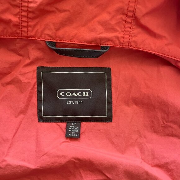 COACH Jacket Women Small Orange Hooded Full Zip Windbreaker Outdoor Designer - Picture 4 of 16